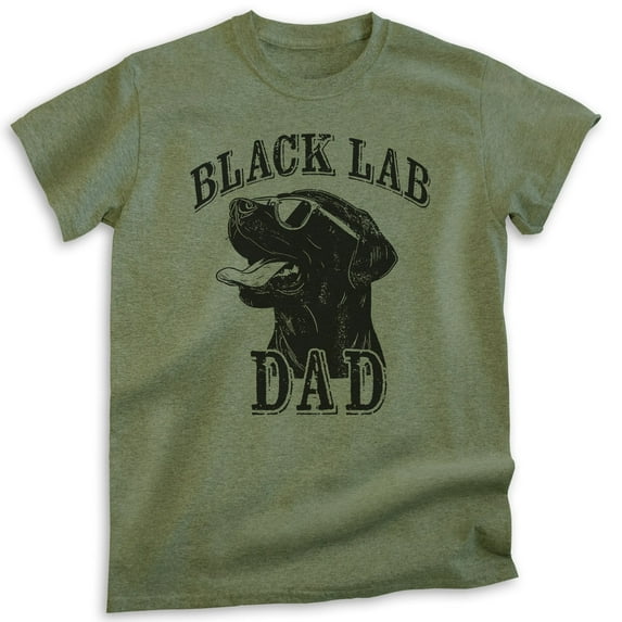 Black Lab Dad T-shirt, Unisex Men's Shirt, Labrador Retriever, Black Lab Owner, Best Dog Dad Gift, Heather Military Green, 3X-Large