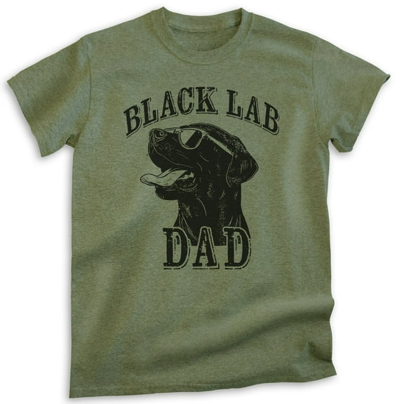 Black Lab Dad T-shirt, Unisex Men's Shirt, Labrador Retriever, Black Lab Owner, Best Dog Dad Gift, Heather Military Green, Medium