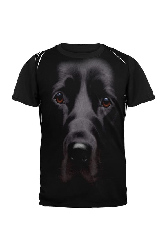 Black Lab Dog Face Adult Black Back T-Shirt - Medium