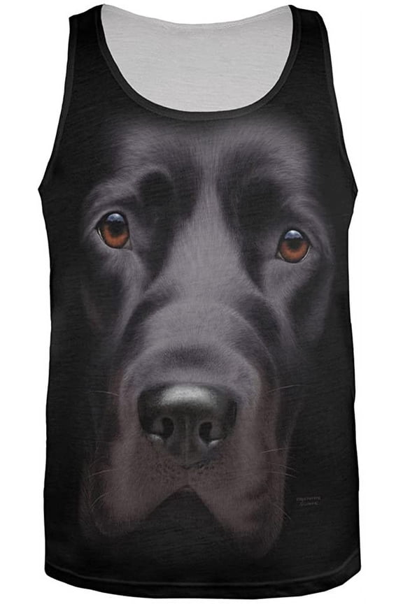 Black Lab Dog Face All Over Adult Tank Top - Large