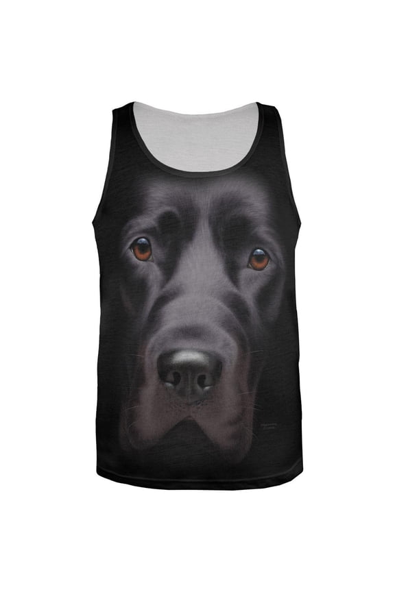 Black Lab Dog Face All Over Adult Tank Top - Small