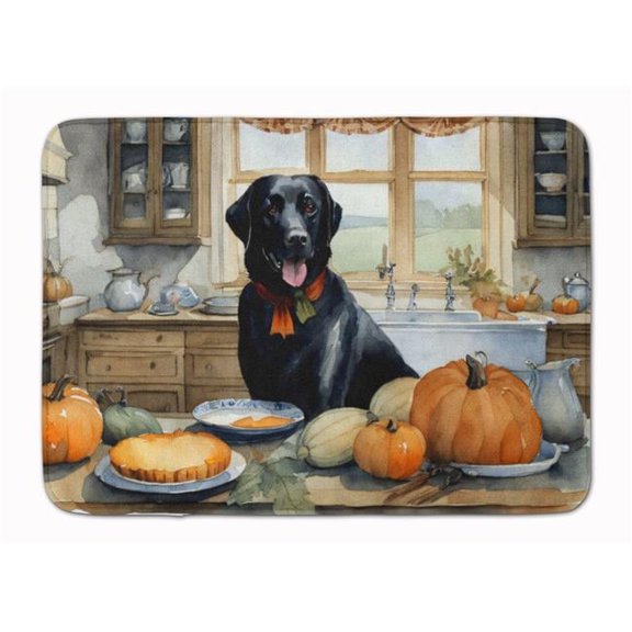 Black Lab Fall Kitchen Pumpkins Memory Foam Kitchen Mat 27 in x 19 in