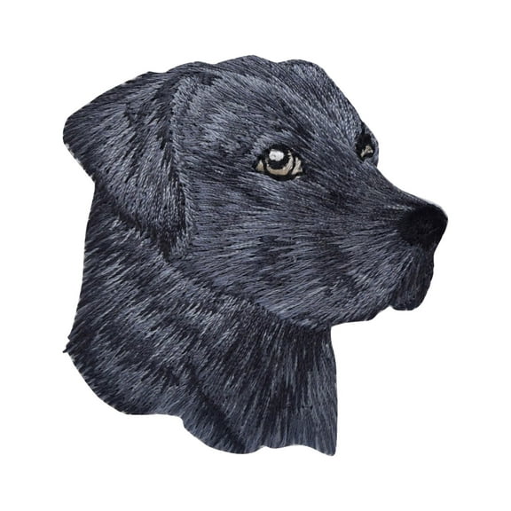 Black Lab - Head - Dog - Pets - Labrador Retriever - Iron on Embroidered Patch Applique