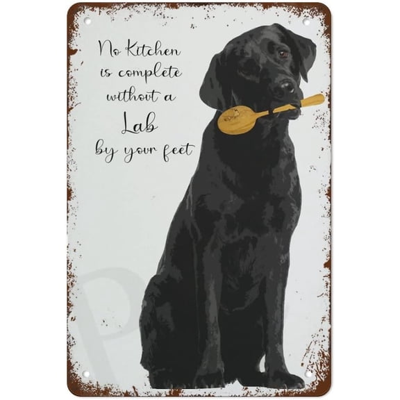 Black Lab Kitchen Art Print Creative Skeleton Funny Novelty Home Door Garden Metal Signs, Size 8x12