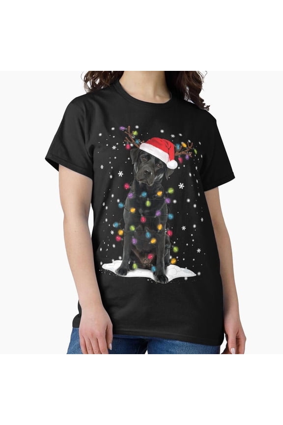 Black Lab Labrador Christmas Tree Light Pajama Dog Xmas Gift Shirt H11534 T-Shirt, for Men and Women, Up to 5XL New V16583