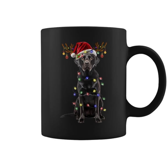 Black Lab Labrador Christmas Tree Reindeer Dog Xmas Coffee Mugs