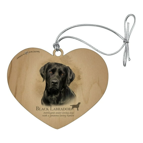 Black Lab Labrador Dog Breed Heart Love Wood Christmas Tree Holiday Ornament