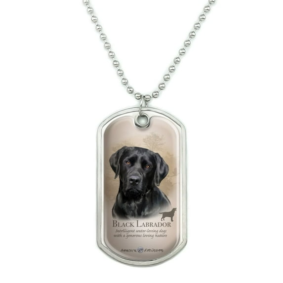 Black Lab Labrador Dog Breed Military Dog Tag Pendant Necklace with Chain