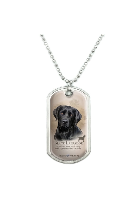 Black Lab Labrador Dog Breed Military Dog Tag Pendant Necklace with Chain
