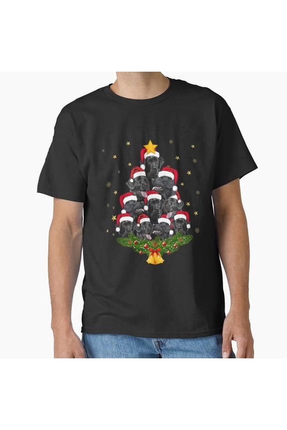 Black Lab Labrador Dog Christmas Tree Funny Pet Owner Holiday Xmas Gift G14651 Unisex T-Shirt, Up to Size 5XL