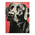 thumbnail image 1 of Black Lab Labrador Dog Portrait On Coral Backdrop Lino Risograph Riso Extra Large XL Wall Art Poster Print, 1 of 5