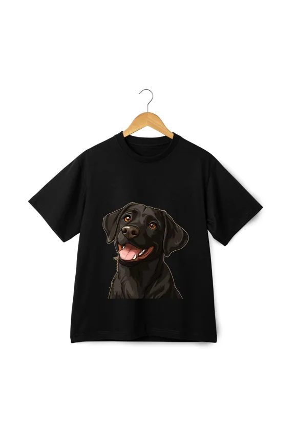 Black Lab Labrador Retriever Dog Cute Cartoon PetStyle Unisex T-Shirt ,up to size 5XL