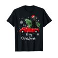 thumbnail image 1 of Black Lab Labrador Ride Red Truck Christmas Pajama Black T-Shirt, 1 of 5