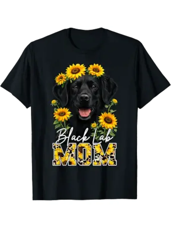Black Lab Mom Sunflower Labrador Retriever Cute Pet Dog Mom T-Shirt