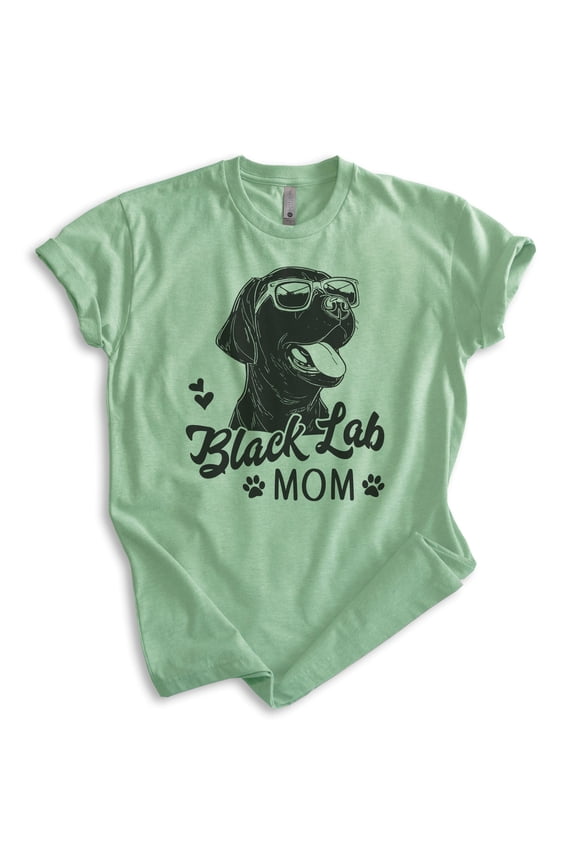 Black Lab Mom T-shirt, Unisex Women's Shirt, Labrador Retriever, Black Lab Owner, Best Dog Mom Gift, Heather Apple Green, Large