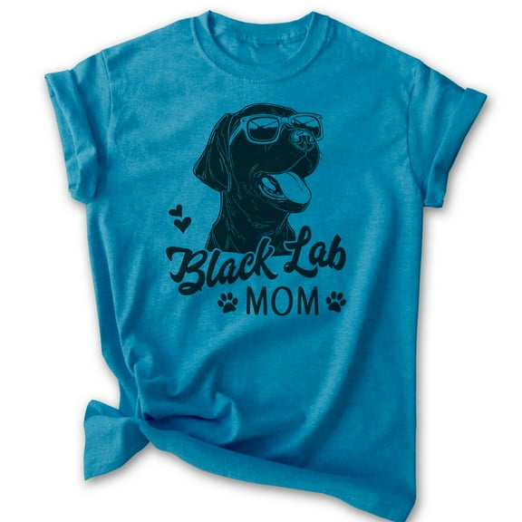 Black Lab Mom T-shirt, Unisex Women's Shirt, Labrador Retriever, Black Lab Owner, Best Dog Mom Gift, Heather Blue, Large