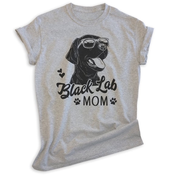 Black Lab Mom T-shirt, Unisex Women's Shirt, Labrador Retriever, Black Lab Owner, Best Dog Mom Gift, Heather Gray, Medium