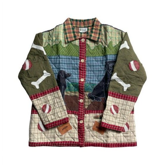 Black Lab Motif Quilted Cotton Jacket | Soft, Reversible, Cozy, and Stylish  | Large