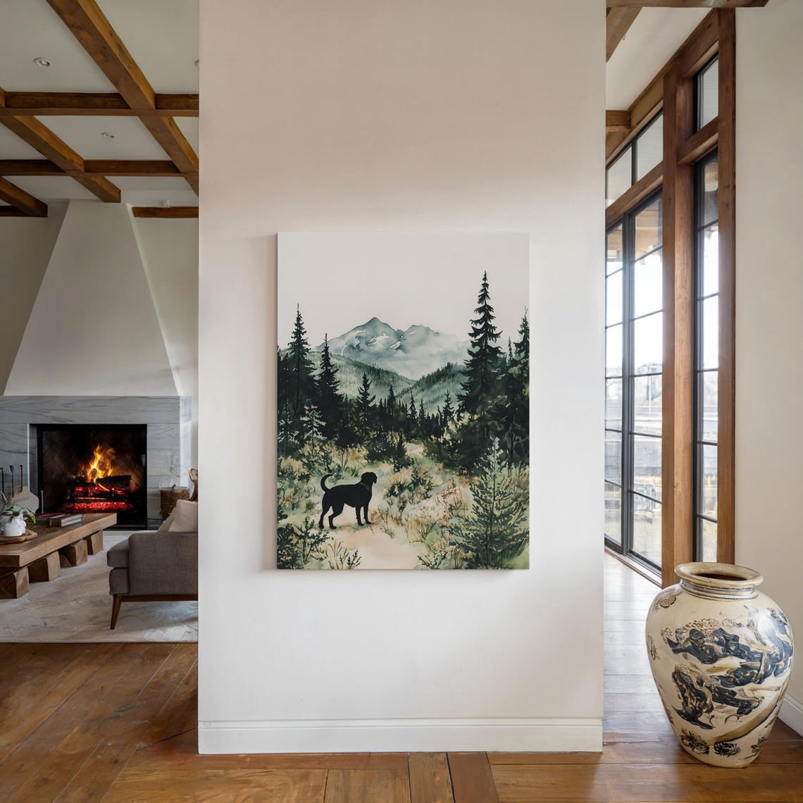 Black Lab Mountain Landscape Labrador Dog Farmhouse Mom Wall Art Print ...