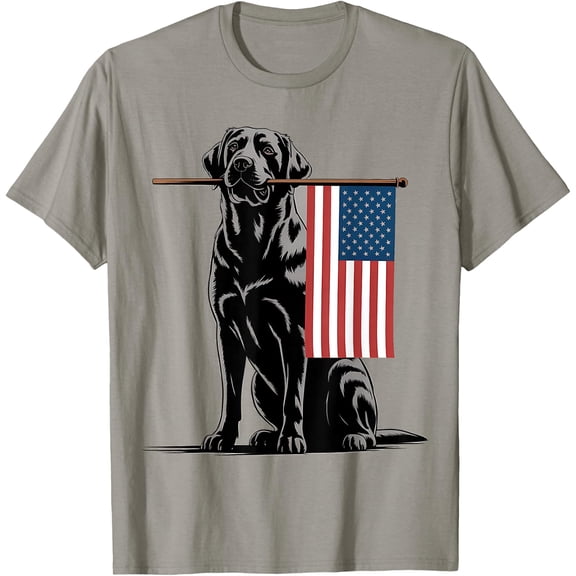 Black Lab USA Flag Celebration Dog T-Shirt