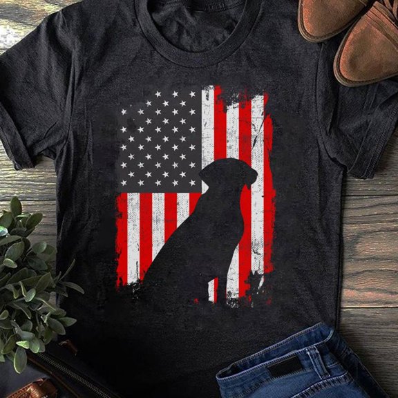 Black Lab USA Flag T-Shirt: Dog Lover Tee