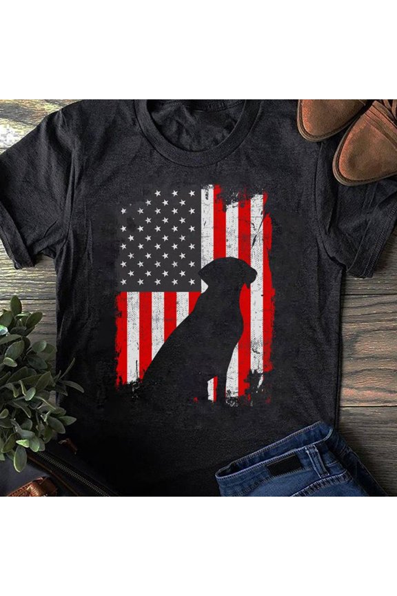 Black Lab USA Flag T-Shirt: Dog Lover Tee