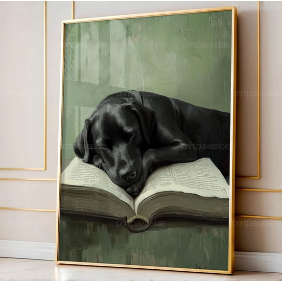 Black Lab Vintage Dog Wall Art Print