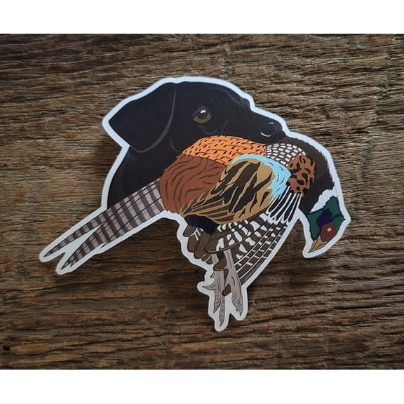 Black Lab with Pheasant Sticker Decal