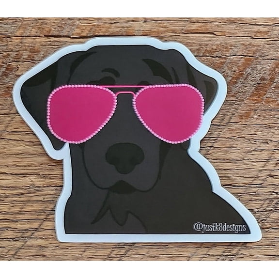 Black Lab with Sunglasses Sticker Decal