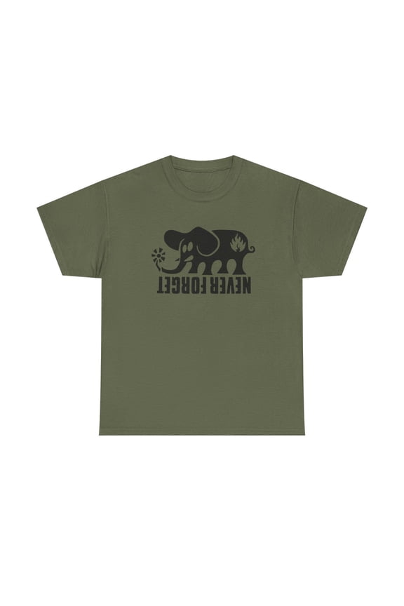 Black Label Never Forget Elephant Skate Skateboarding Classic 90s Design T Shirt Tee - Military Green / S
