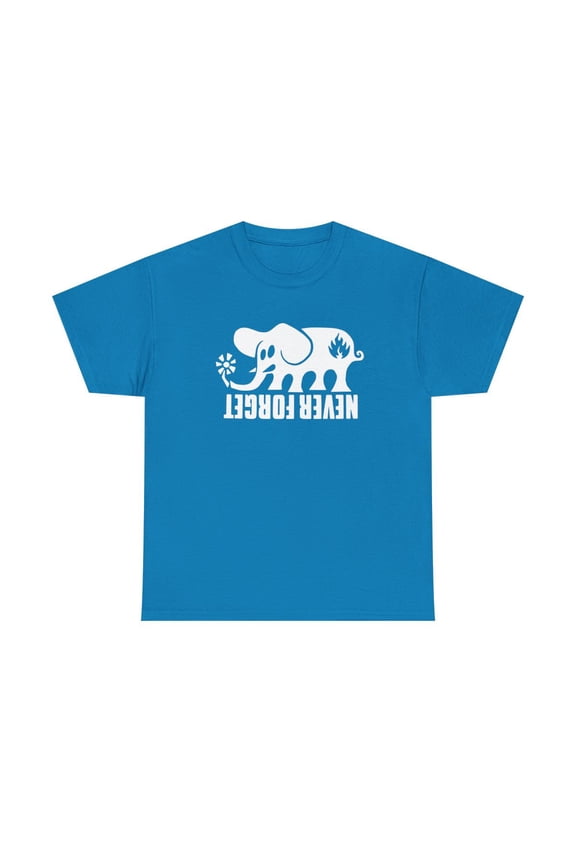 Black Label Never Forget Elephant Skate Skateboarding Classic 90s Design T Shirt Tee - Sapphire / M