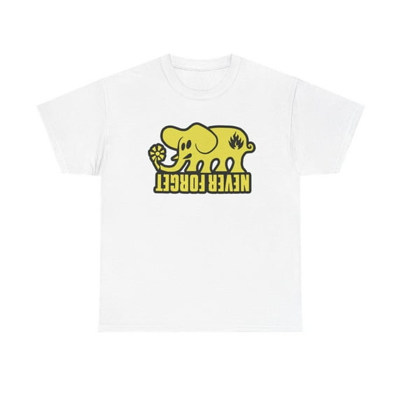 Black Label Never Forget Elephant Skateboarding Yellow 90s Design T Shirt Tee - White / XL