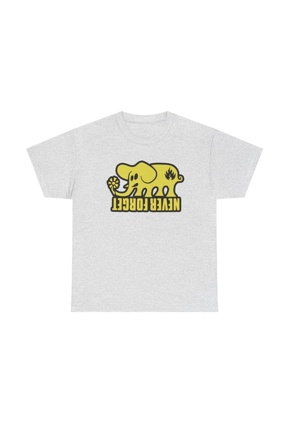 Black Label Never Forget Elephant Skateboarding Yellow 90s Design T Shirt Tee - Ash / XL