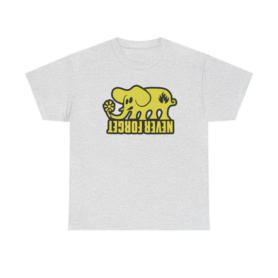 Black Label Never Forget Elephant Skateboarding Yellow 90s Design T Shirt Tee - Ash / 5XL