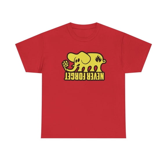 Black Label Never Forget Elephant Skateboarding Yellow 90s Design T Shirt Tee - Red / L