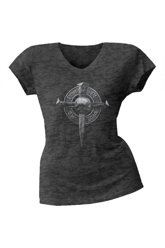 Women's Juniors Cross Burn Out Short Sleeve T Shirt