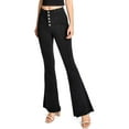 thumbnail image 1 of Black Label Women's Juniors High Rise Bell Bottom Flares (Ash Black, 3), 1 of 6