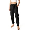 thumbnail image 1 of Black Label by C'est Toi Women's High Rise Cargo Woven Jogger Pants (Black, Small), 1 of 3