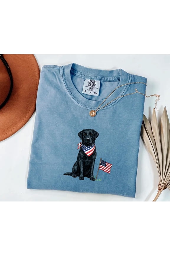 Black Labrador American Flag Shirt Patriotic Dog Tee Black Labrador T Shirt USA 250 Dog Shirt Fourth of July Gift