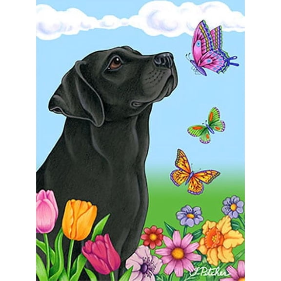 Black Labrador - Best of Breed Butterfly Garden Flag