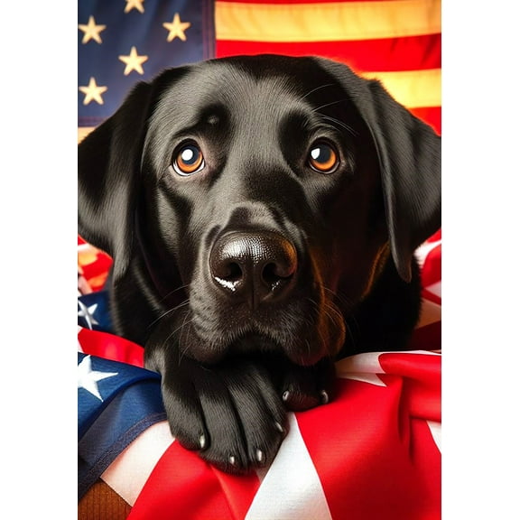 Black Labrador - Best of Breed DCR Patriotic I Garden Flag