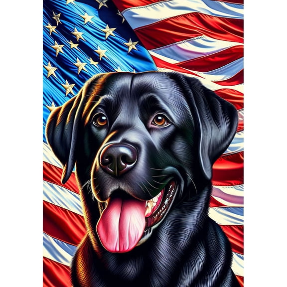 Black Labrador - Best of Breed DCR Patriotic III Outdoor Garden Flag Mailbox Flag 12" x 17"