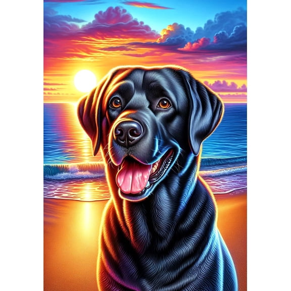 Black Labrador - Best of Breed DCR Summer Sunset Outdoor Garden Flag 12" x 17"
