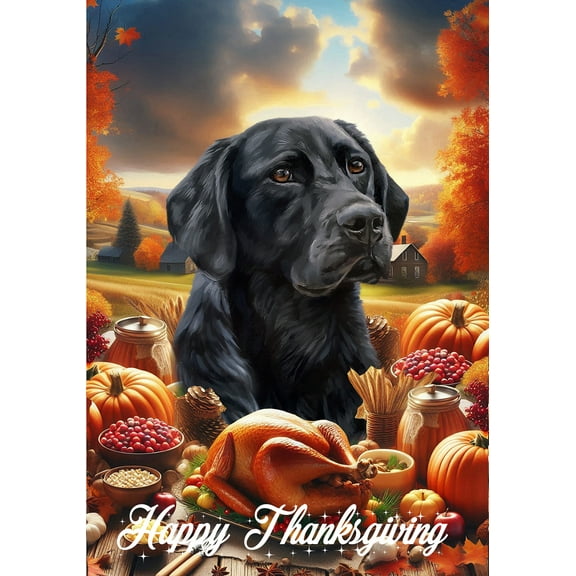 Black Labrador - Best of Breed Thanksgiving Outdoor House Flag 28" x 40" Mailbox Flag Dog Flag