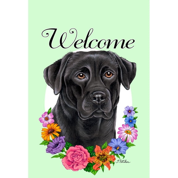 Black Labrador - Best of Breed Welcome Flowers Garden Flags