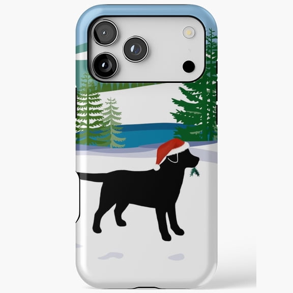 Black Labrador Dog Christmas Lab Pet Case for iPhone 11 12 13 14 15 16 17 Pro Max