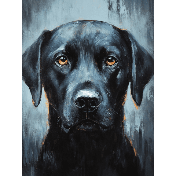 Black Labrador Dog Portrait Decorative Painting/Canvas Art Suitable for Living Room Bedroom Office Dining Room Study Room Hallway Entrance Gallery Studio Pet Shop Veterinarian Clinic.