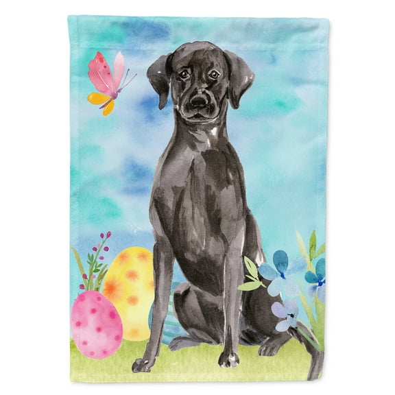 Black Labrador Easter House Flag