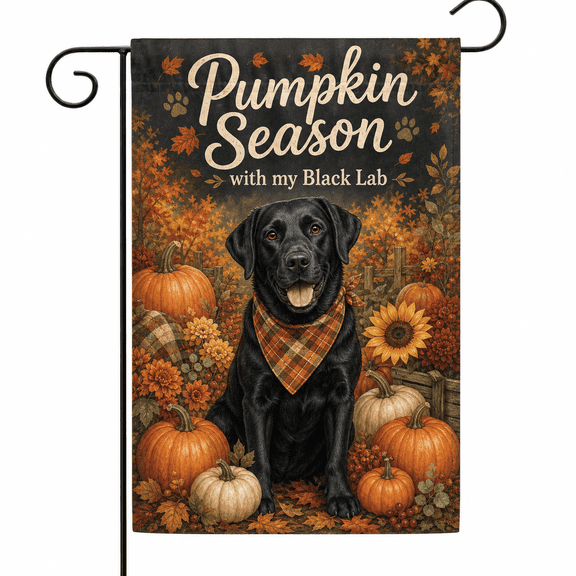 Black Labrador Garden Flag Pumpkin Season Fall Yard Decor for Lab Lovers