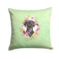 thumbnail image 1 of Black Labrador Green Flowers Fabric Decorative Pillow, 1 of 4